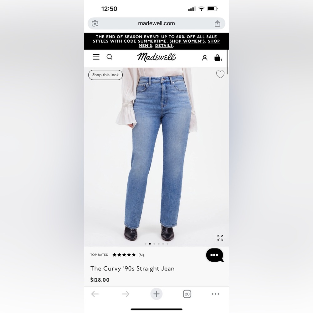 Madewell Women's Curvy 90’s Straight Jean